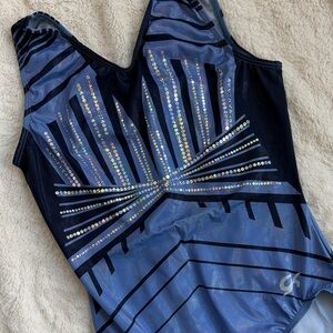 GK Blue Iridescent One-Piece Gymnastics Leotard